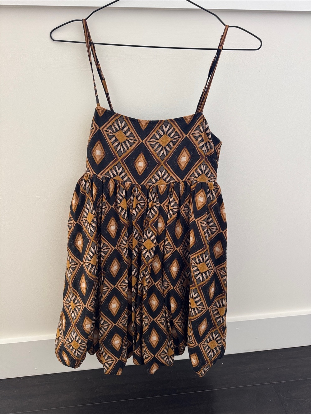 Promesa Black and Gold Geometric Mini Bubble Dress